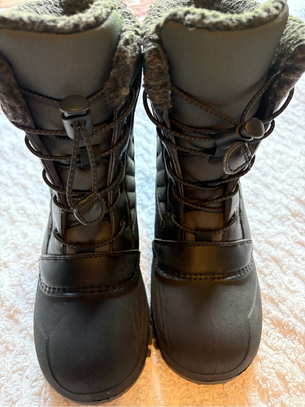 3M Thinsulate Black Kids Insulated Lace-Up Winter Boots